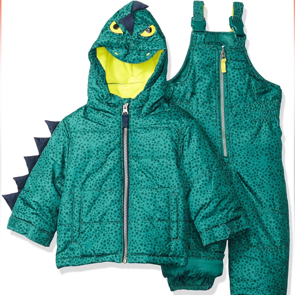 Carters Baby Boys Toddler Green Dinosaur Snow Suit set 24 months